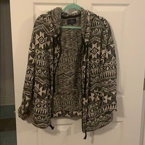 Black & white patterned American Eagle zip hoodie